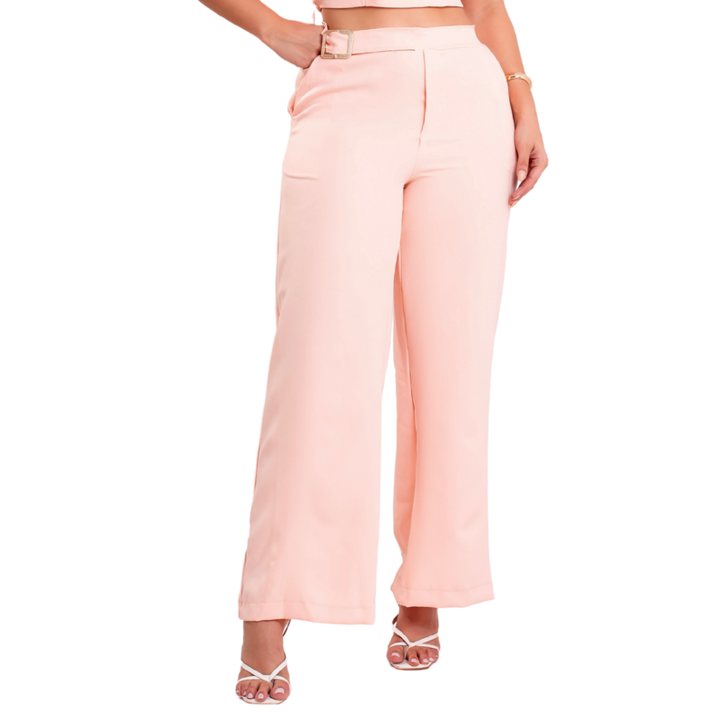 Calça Pantalona + Cropped Conjunto Feminino Pink