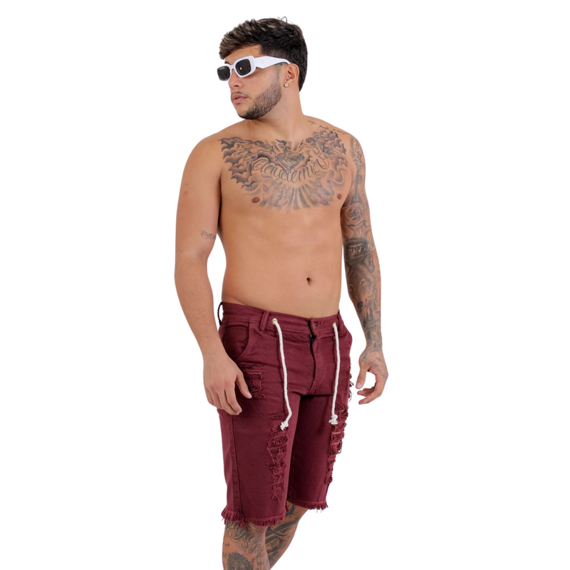 Bermuda Masculina Jeans Vinho: Charme Casual em Vinho