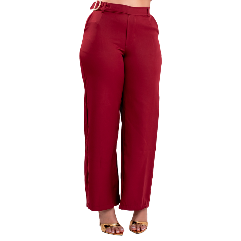 Calça Pantalona + Cropped Conjunto Feminino Vermelho