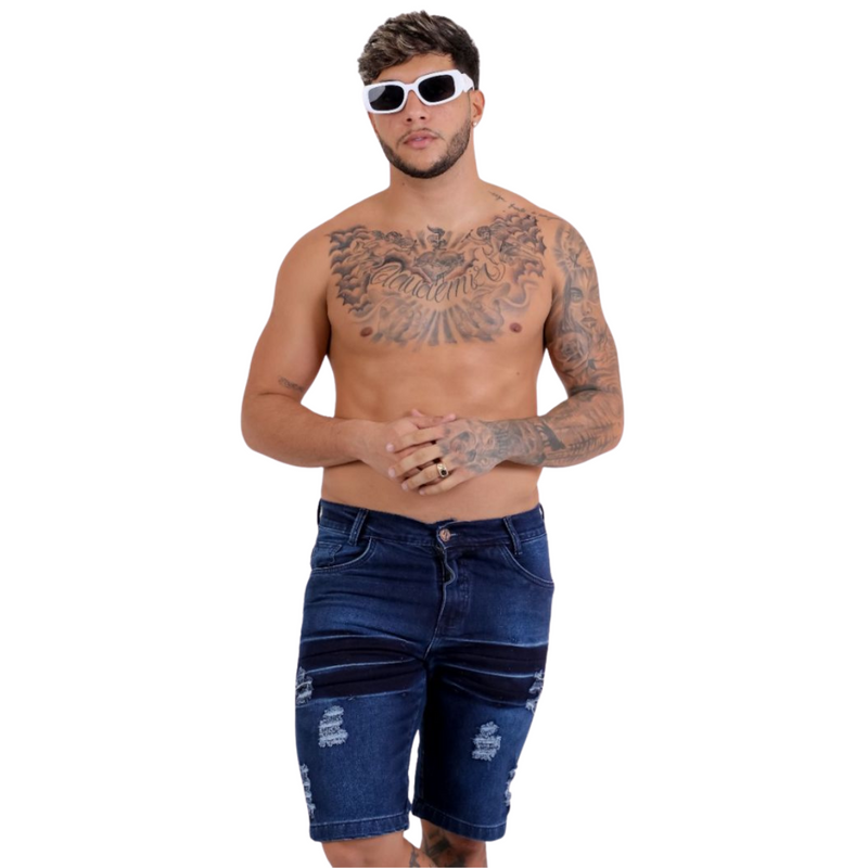 Bermuda Jeans Masculina Destroyed: Autenticidade Denim