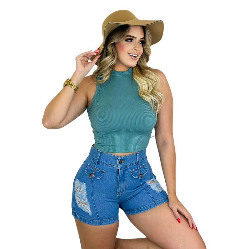 Blusinha Feminina Sem Mangas Cor Verde