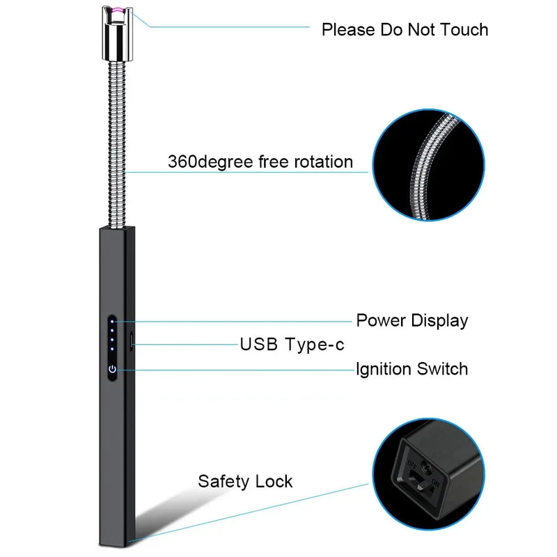 Isqueiro eletrico para fogão com carregamento usb, sem gás, sem chama, eletrônico.