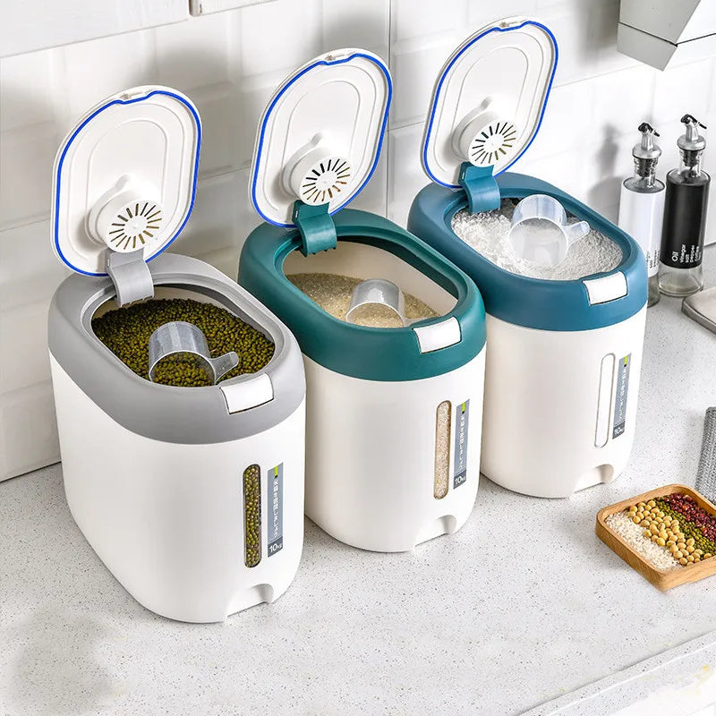 Balde  com tampa aberta automática para armazenamento de comida em cozinha ou Armazenamento de comida para animais domésticos.