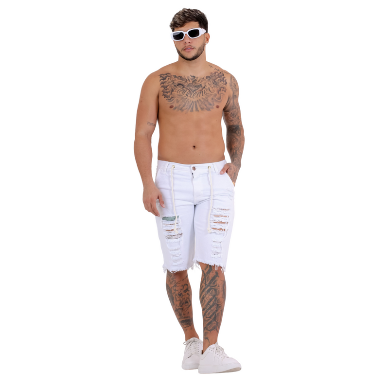 Short Masculino Jeans Branco: Frescor do Denim