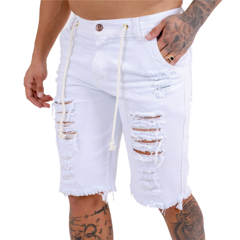 Short Masculino Jeans Branco: Frescor do Denim