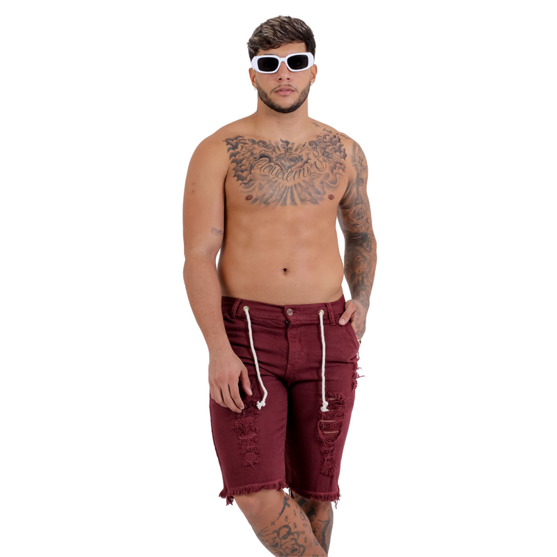 Bermuda Masculina Jeans Vinho: Charme Casual em Vinho